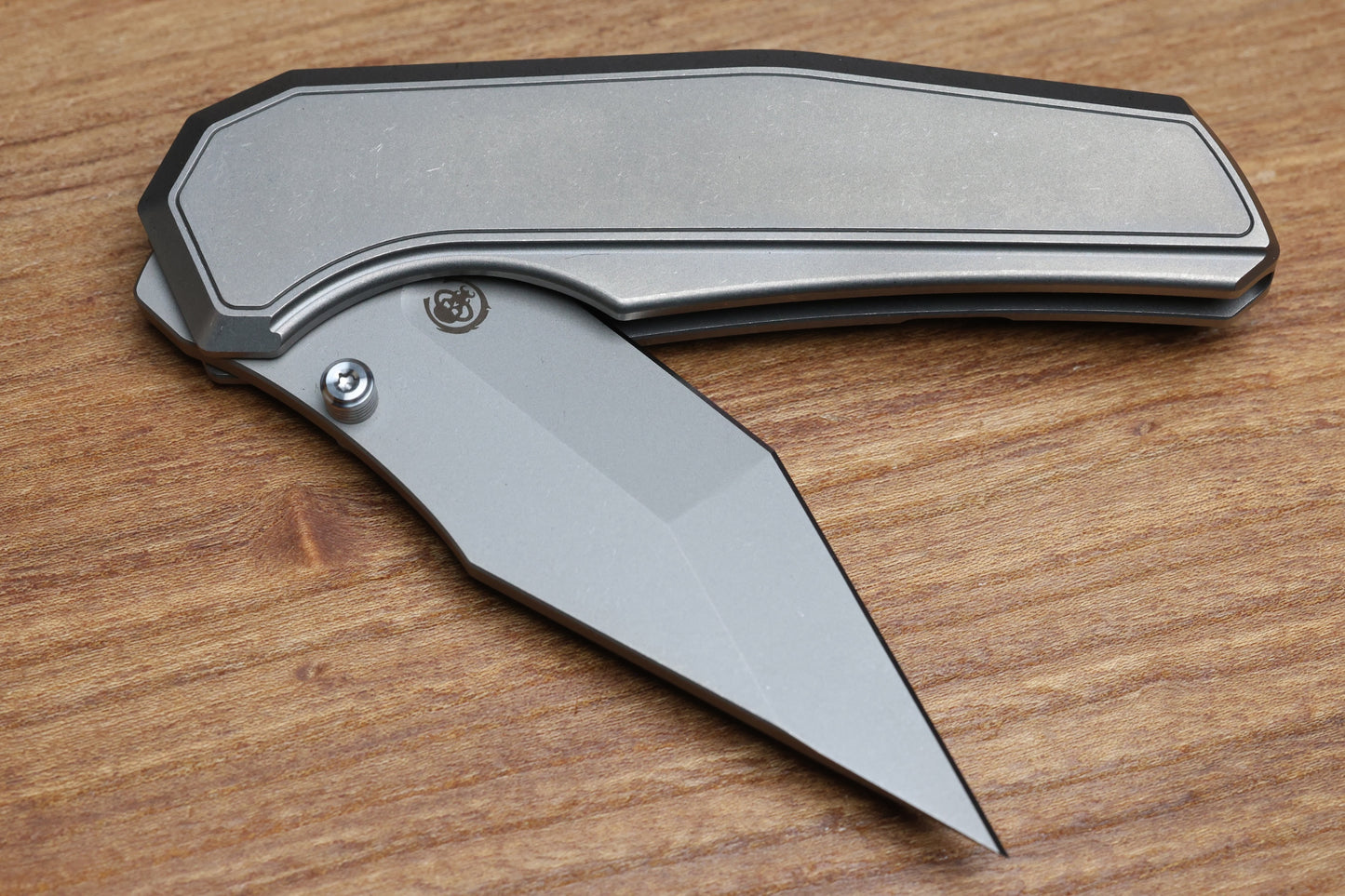 CHAVES KNIVES JAKE MCCOY OMEGA STREET STONEWASH  TITANIUM INTEGRAL HANDLE & MAZCHINE FINISH M390
