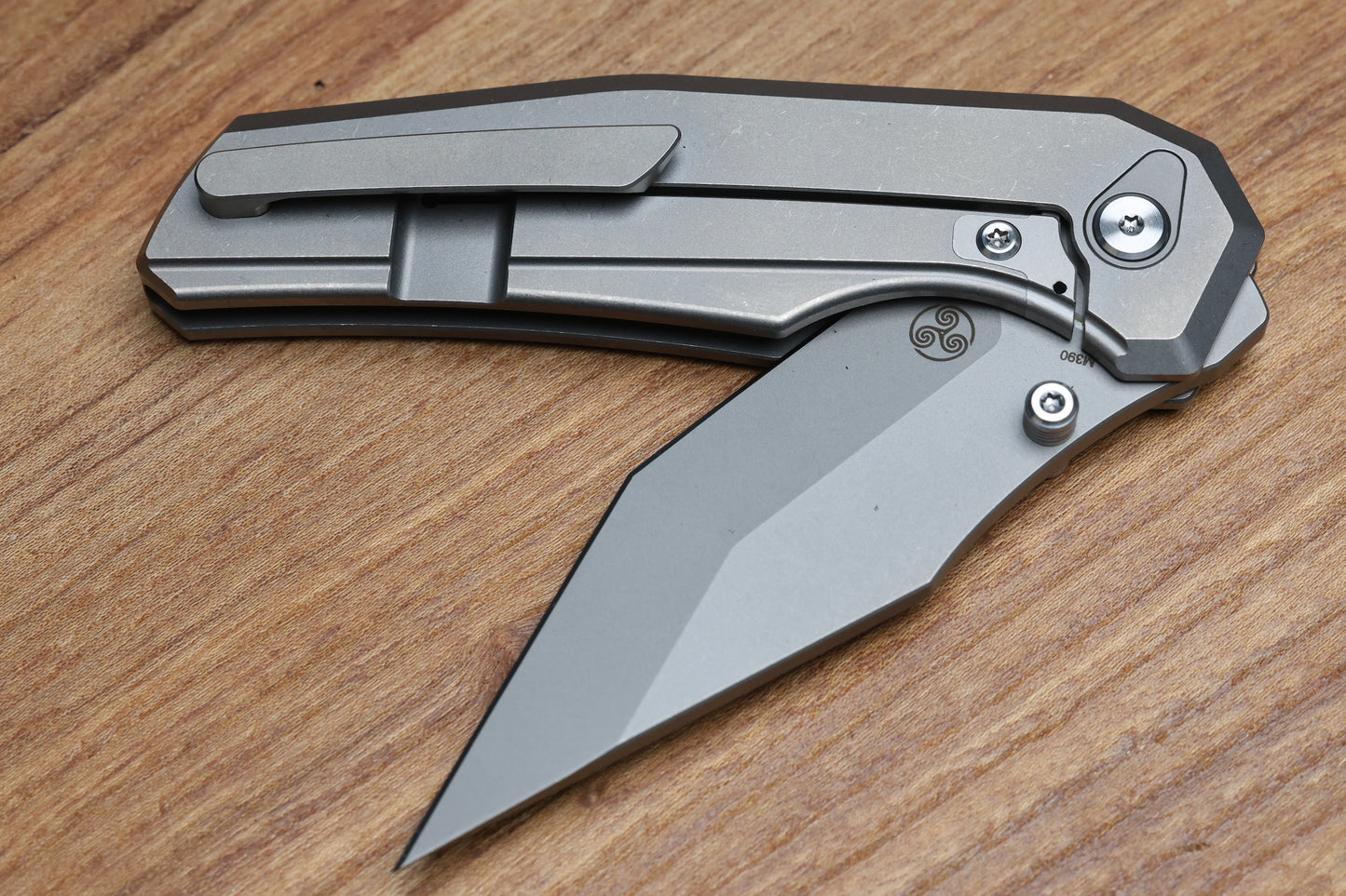 CHAVES KNIVES JAKE MCCOY OMEGA STREET STONEWASH  TITANIUM INTEGRAL HANDLE & MAZCHINE FINISH M390