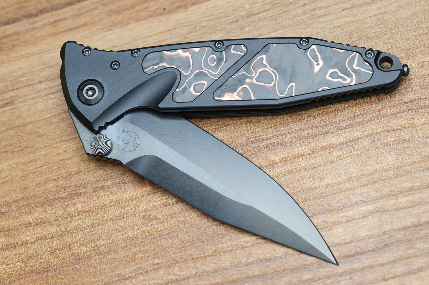 MICROTECH SOCOM ELITE M/A DLC SPIKE GRIND W/ LIVEWIRE COPPER CARBON INLAYS SIGNATURE SERIES