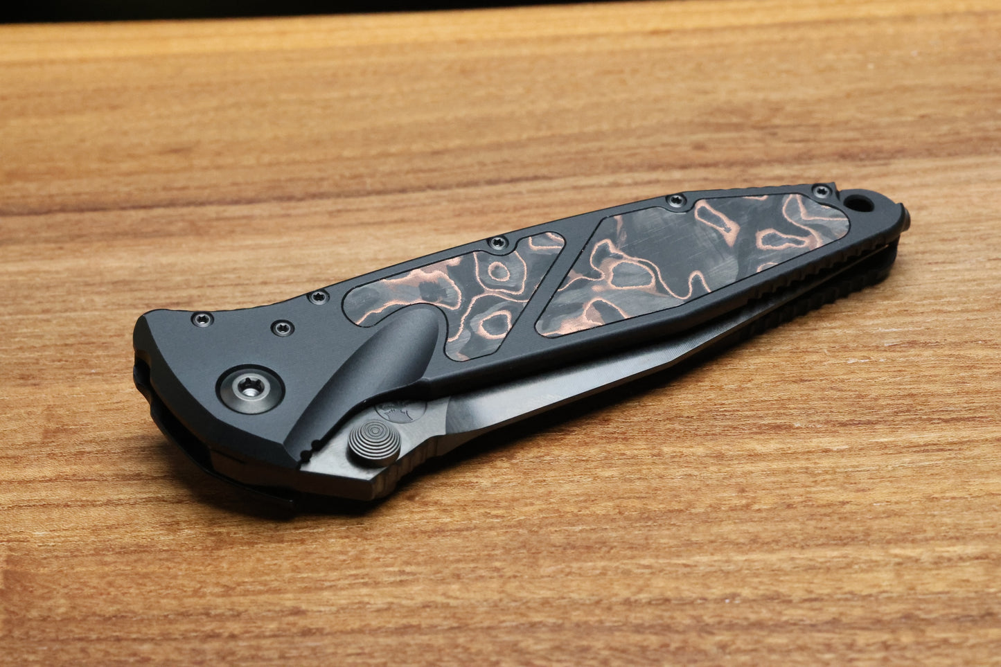 MICROTECH SOCOM ELITE M/A DLC SPIKE GRIND W/ LIVEWIRE COPPER CARBON INLAYS SIGNATURE SERIES