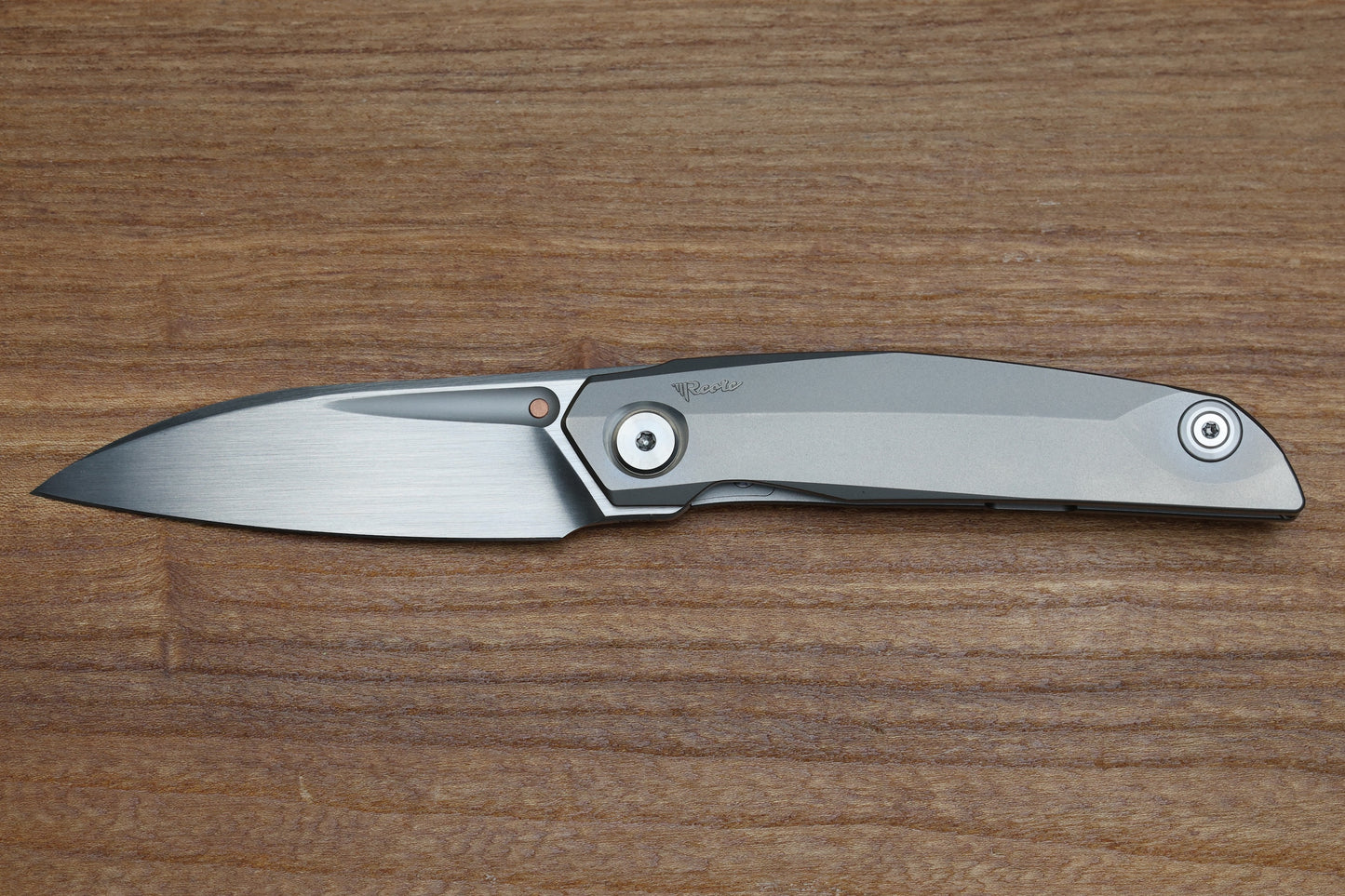 REATE KNIVES VULPEX VK ANUB BLASTED TITANIUM HANDLE - HAND SATIN ELMAX BLADE