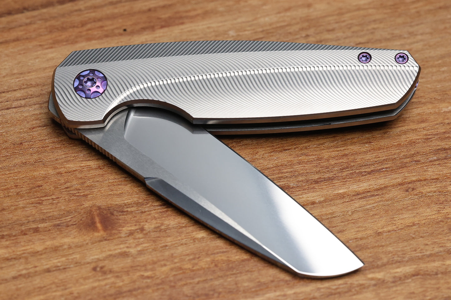 HOLT BLADEWORKS HAPTIC SLIM LINER LOCK TITANIUM QUIL PATTERN NEAR MIRROR M390 BLADE #297 (PREOWNED)