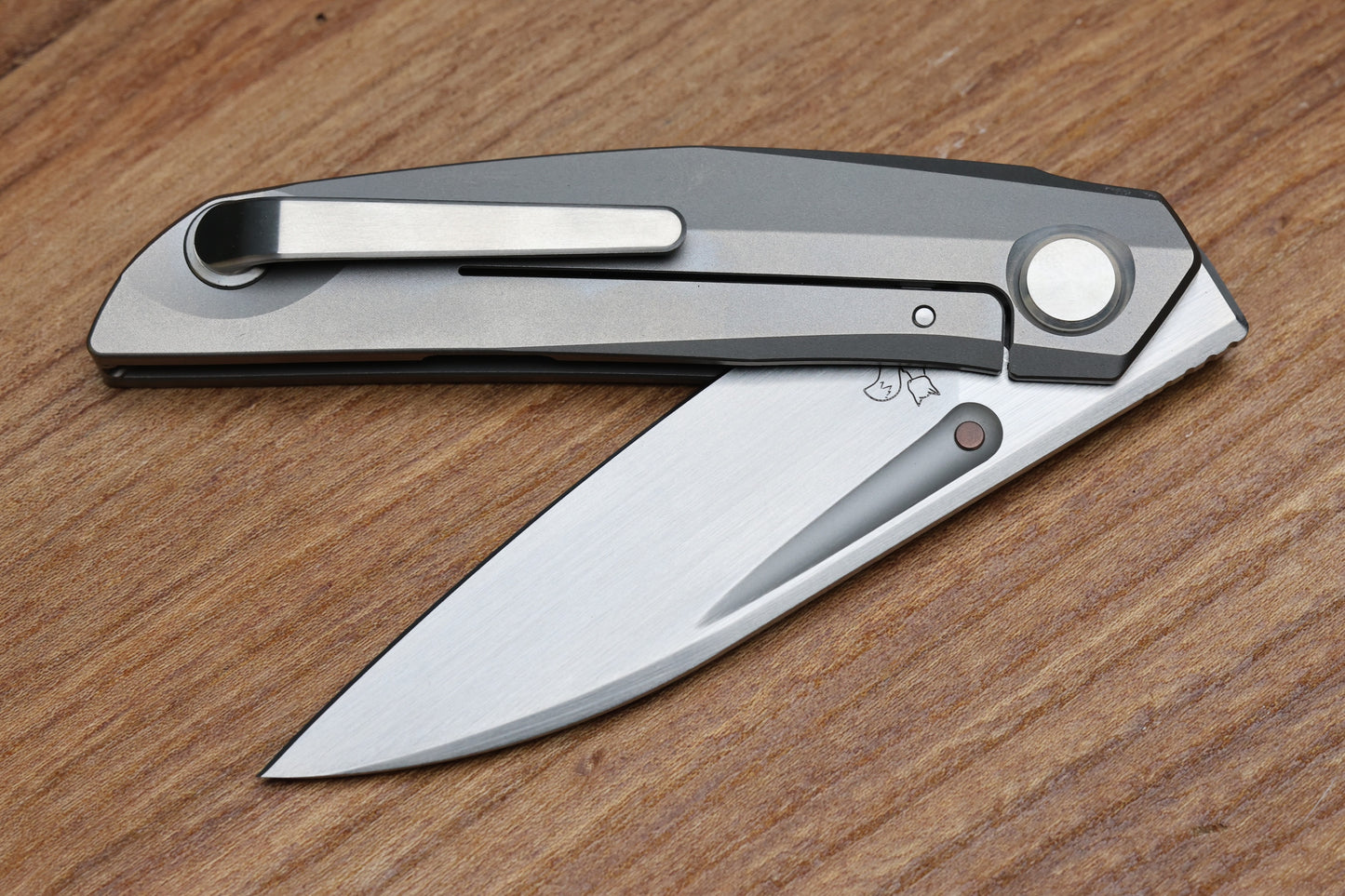 REATE KNIVES VULPEX VK ANUB BLASTED TITANIUM HANDLE - HAND SATIN ELMAX BLADE
