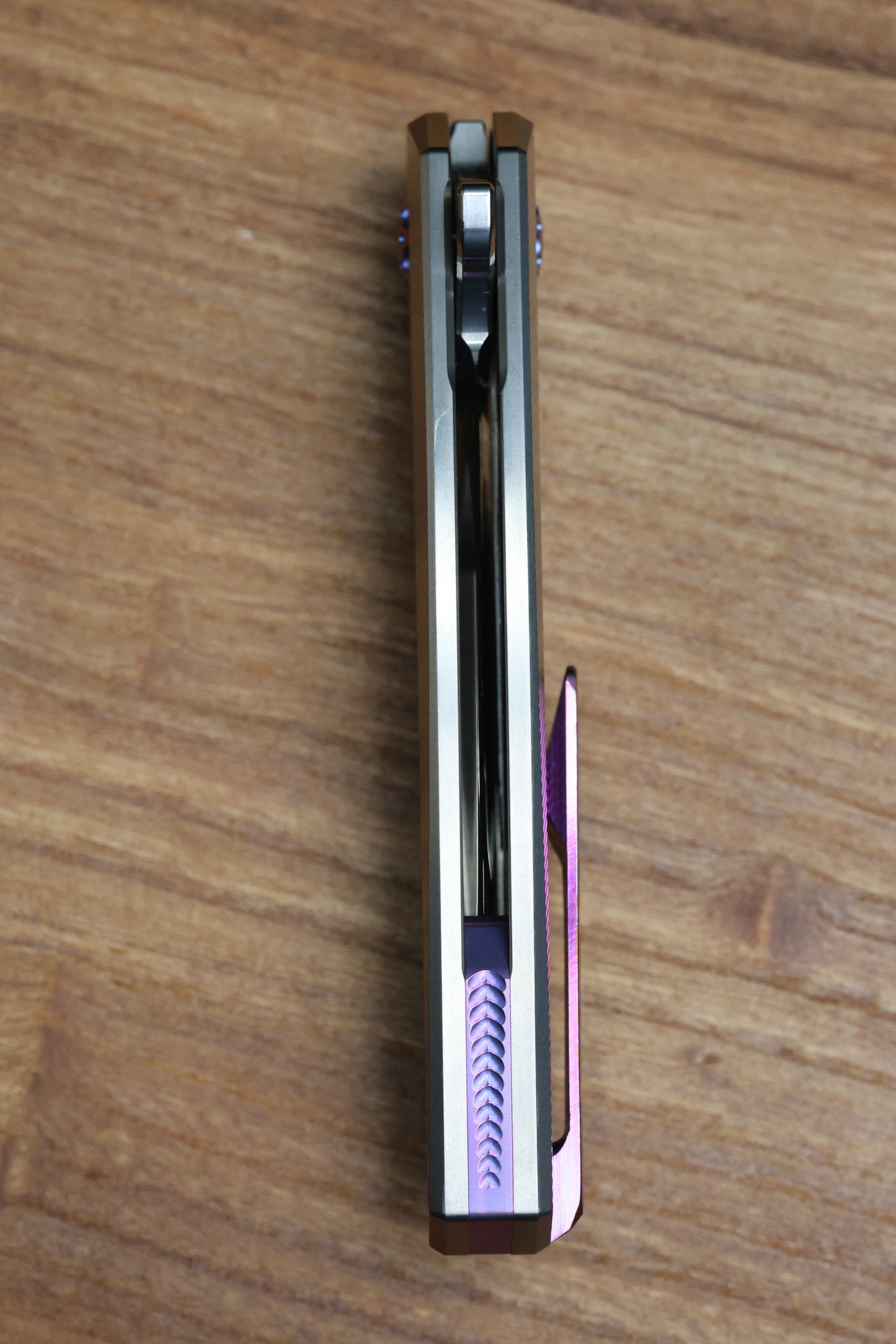 HOLT BLADEWORKS HAPTIC SLIM LINER LOCK TITANIUM QUIL PATTERN NEAR MIRROR M390 BLADE #297 (PREOWNED)