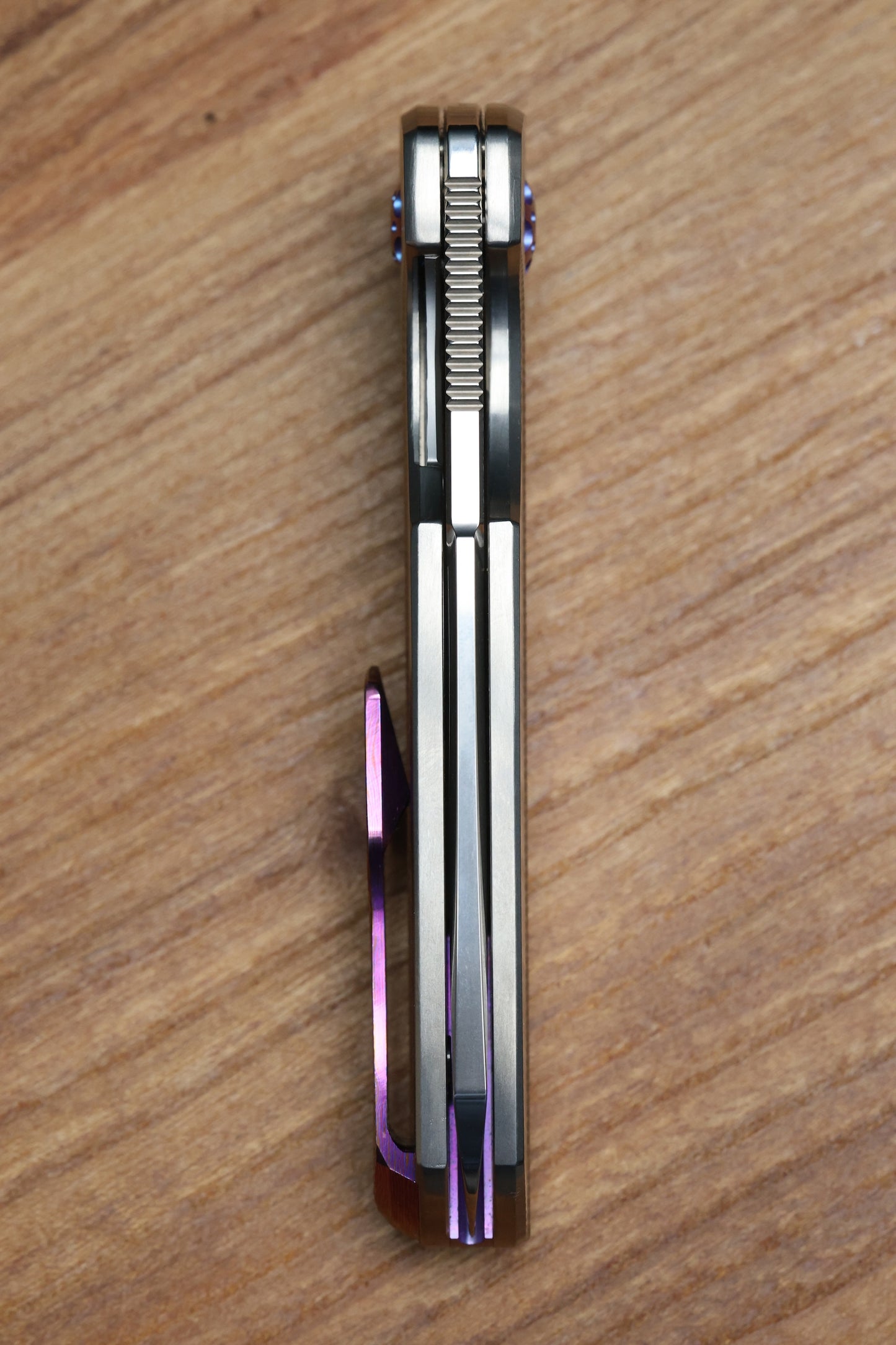 HOLT BLADEWORKS HAPTIC SLIM LINER LOCK TITANIUM QUIL PATTERN NEAR MIRROR M390 BLADE #297 (PREOWNED)