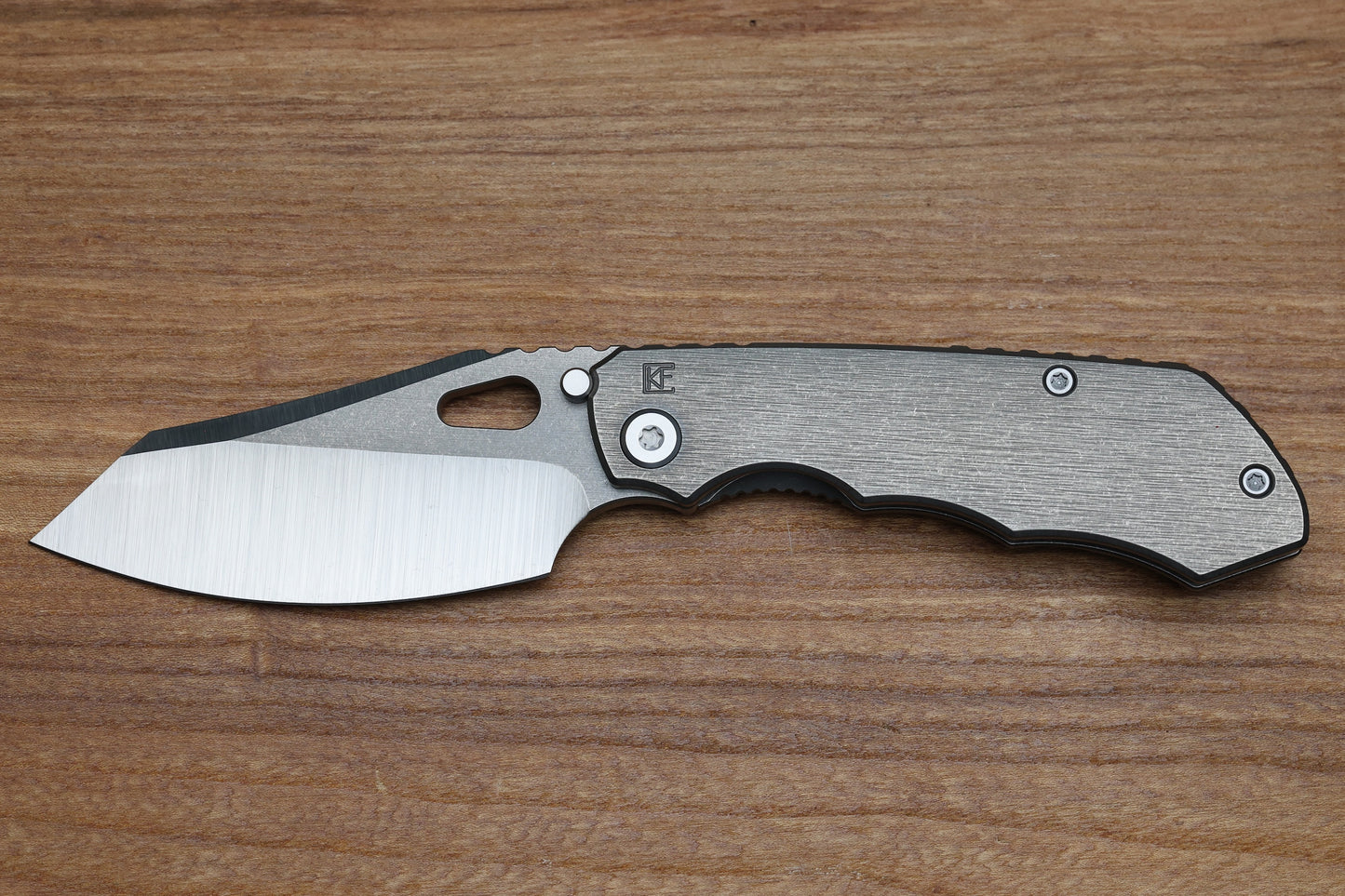 CUSTOM KNIFE FACTORY & ROTTEN DESIGN EVO 1.1 TUMBLED TI HANDLES W/ M398