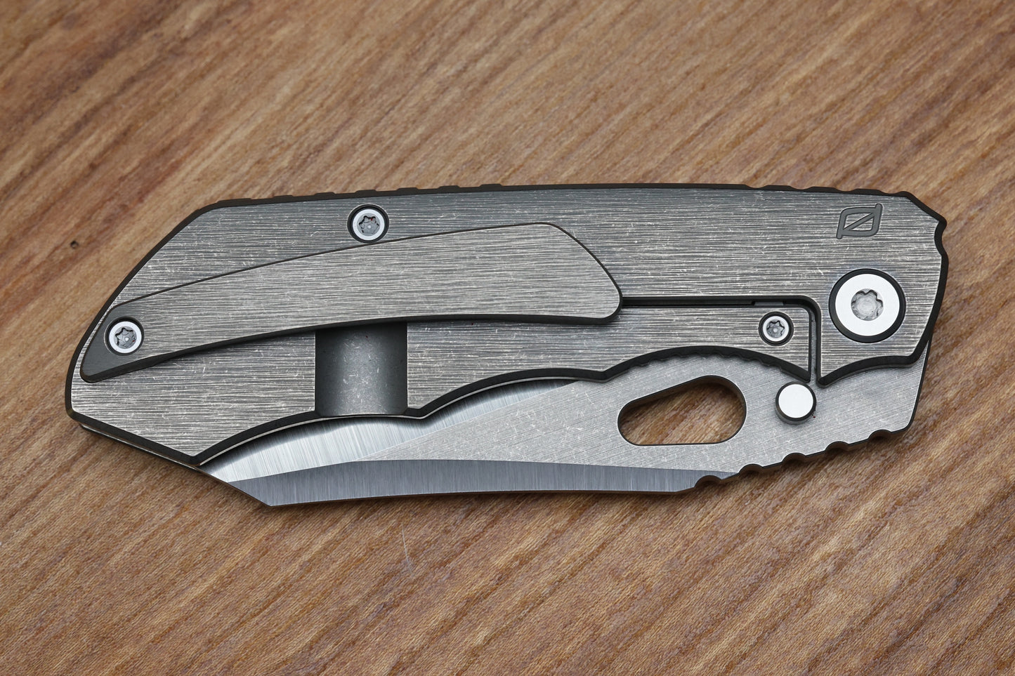 CUSTOM KNIFE FACTORY & ROTTEN DESIGN EVO 1.1 TUMBLED TI HANDLES W/ M398