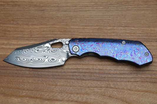 CUSTOM KNIFE FACTORY & ROTTEN DESIGN FULL DRESS EVO 1.1 ZIRCUTI HANDLES W/ DAMASTEEL