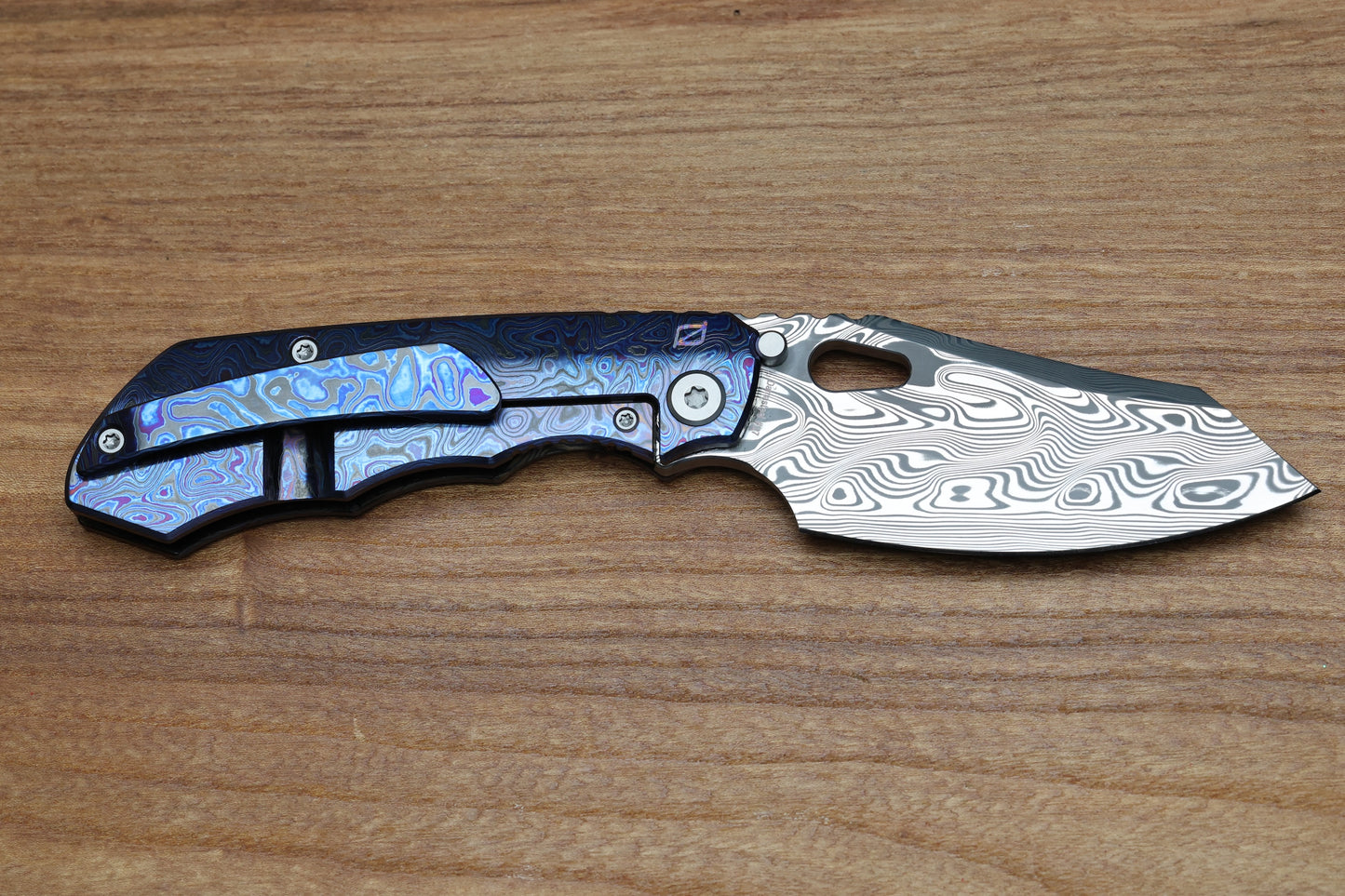 CUSTOM KNIFE FACTORY & ROTTEN DESIGN FULL DRESS EVO 1.1 ZIRCUTI HANDLES W/ DAMASTEEL