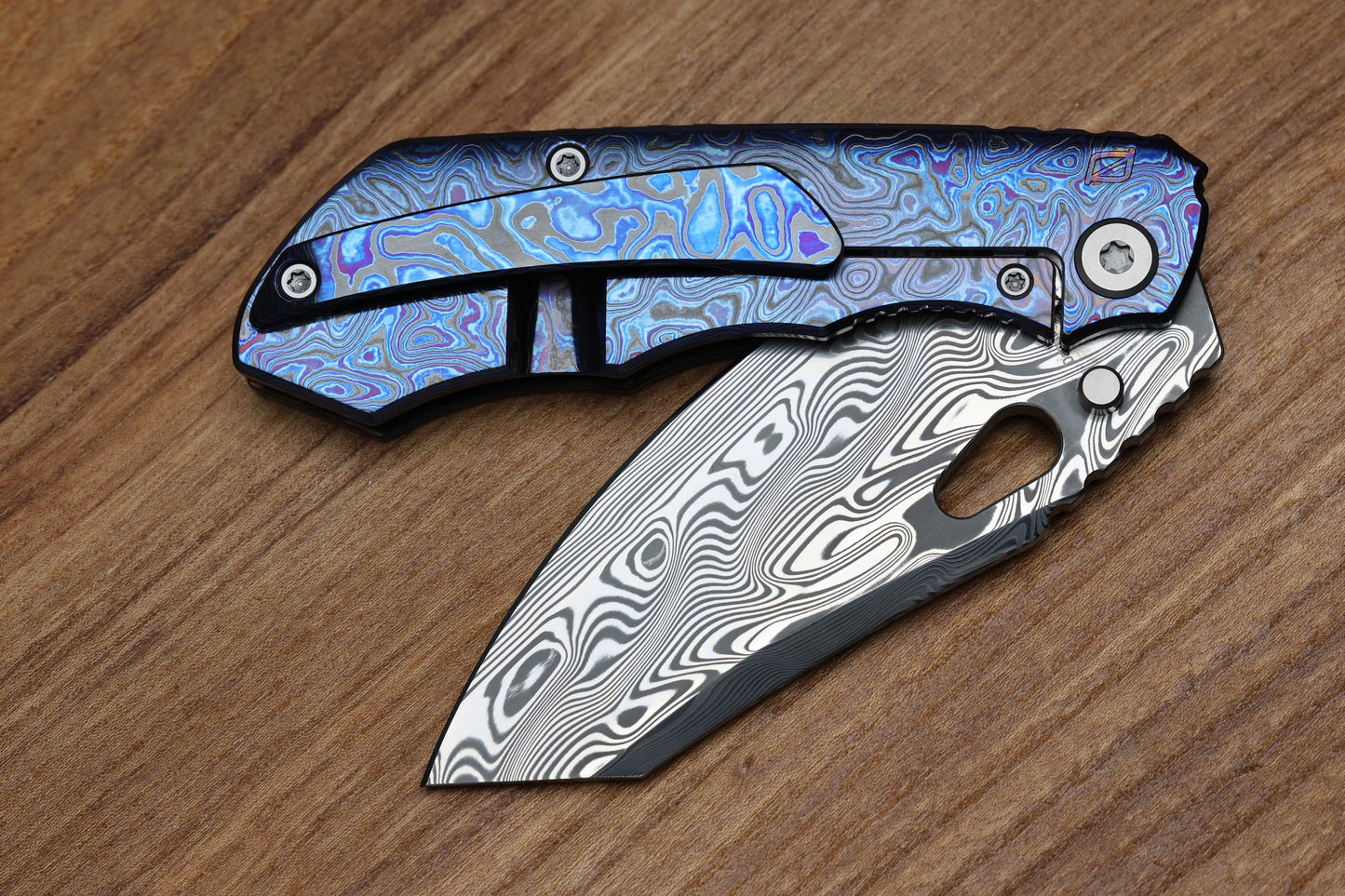 CUSTOM KNIFE FACTORY & ROTTEN DESIGN FULL DRESS EVO 1.1 ZIRCUTI HANDLES W/ DAMASTEEL