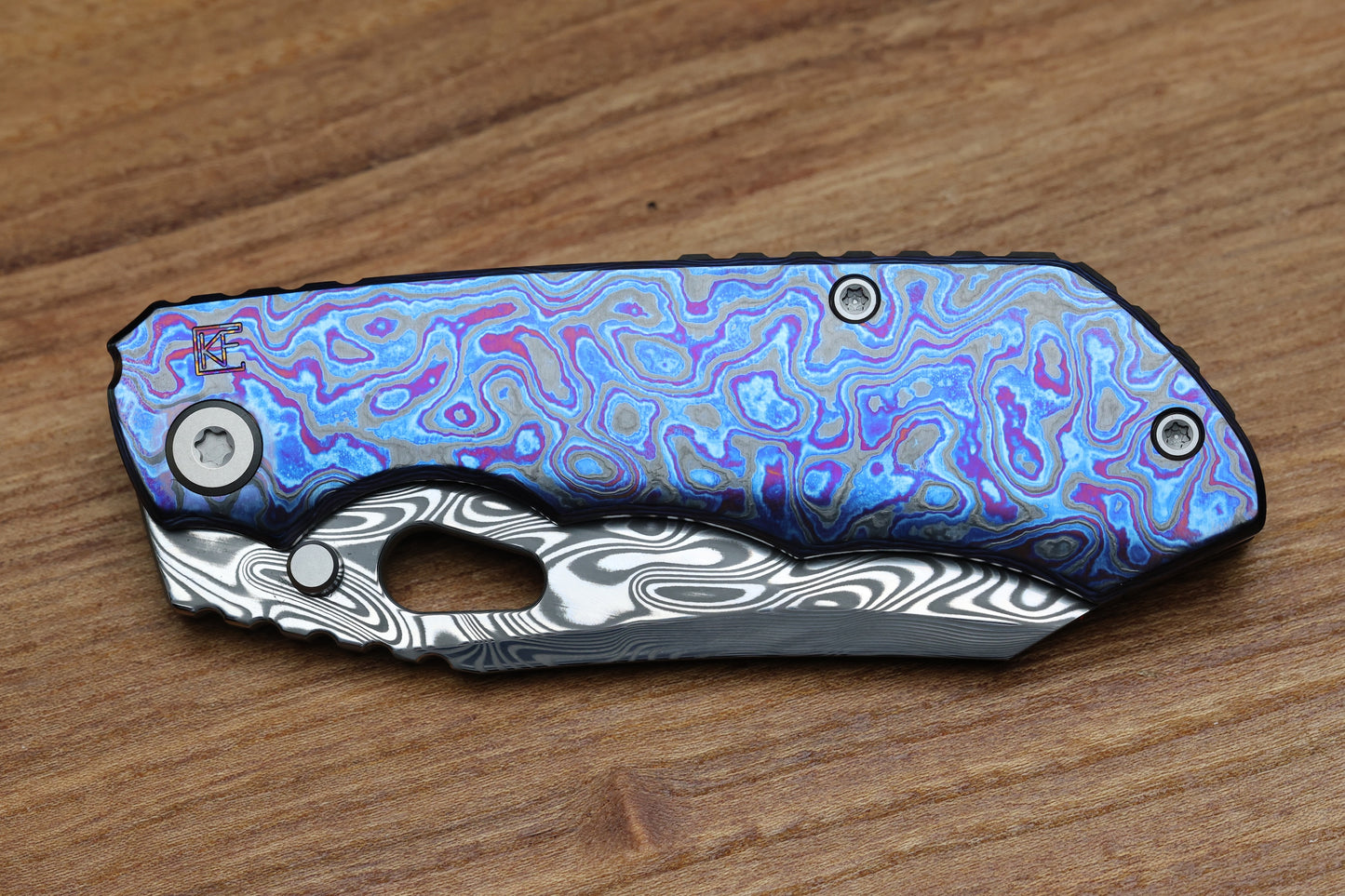 CUSTOM KNIFE FACTORY & ROTTEN DESIGN FULL DRESS EVO 1.1 ZIRCUTI HANDLES W/ DAMASTEEL