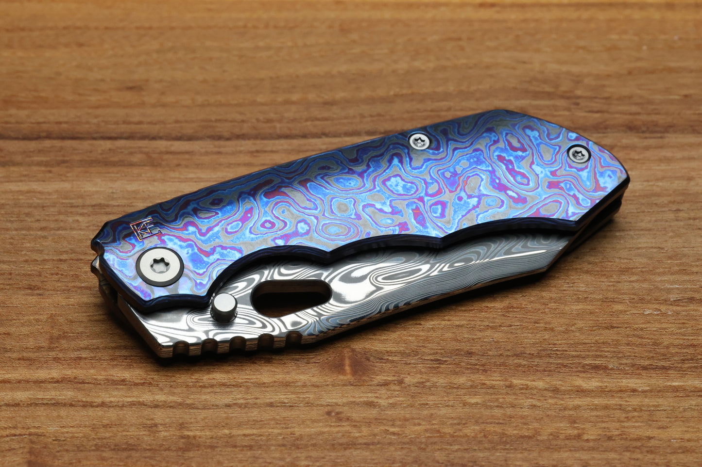 CUSTOM KNIFE FACTORY & ROTTEN DESIGN FULL DRESS EVO 1.1 ZIRCUTI HANDLES W/ DAMASTEEL
