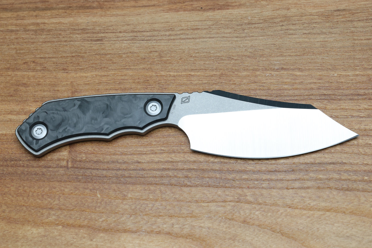 CUSTOM KNIFE FACTORY & ROTTEN DESIGN EVO FIXED BLADE W/ M398 & CARBON FIBER HANDLES