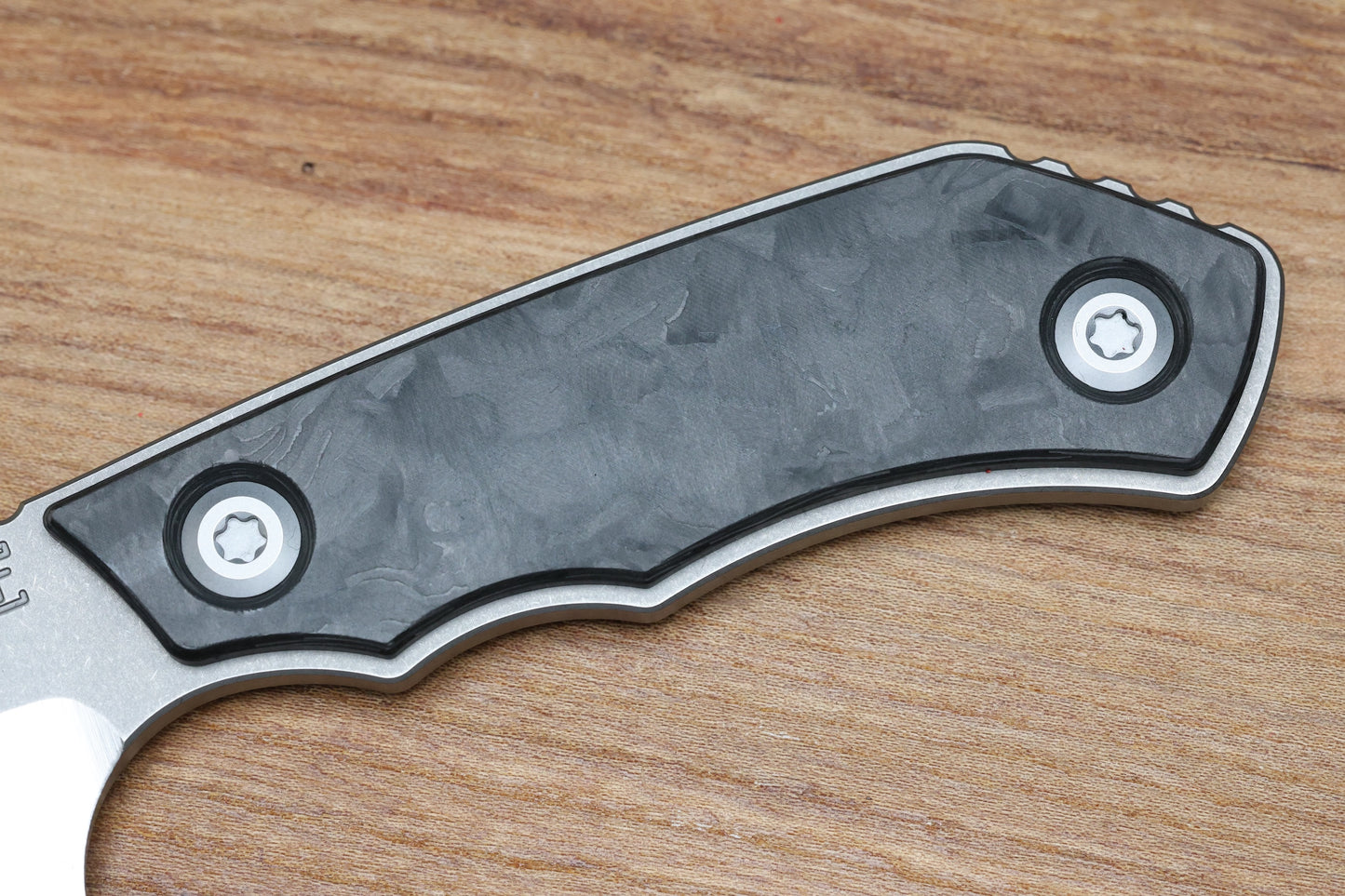 CUSTOM KNIFE FACTORY & ROTTEN DESIGN EVO FIXED BLADE W/ M398 & CARBON FIBER HANDLES