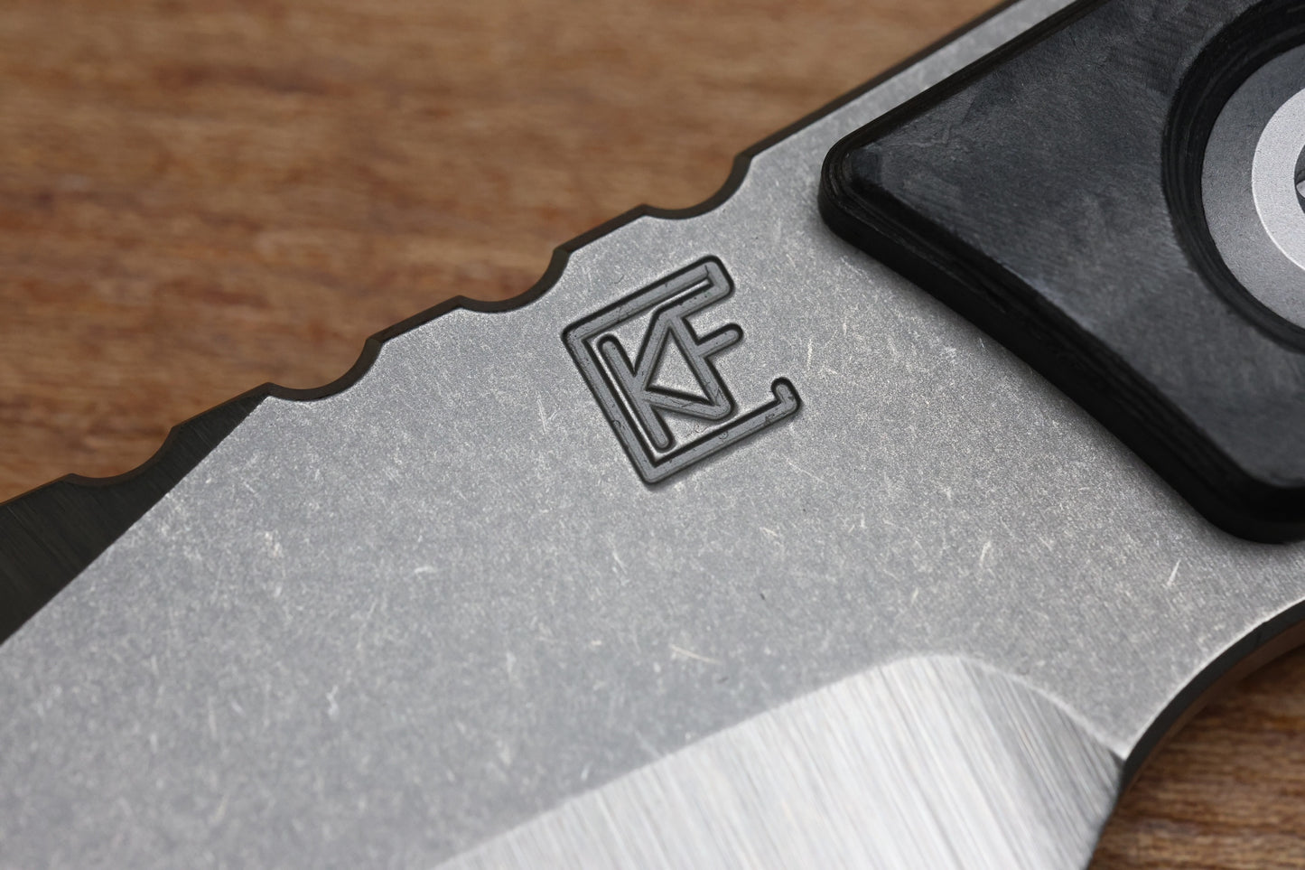 CUSTOM KNIFE FACTORY & ROTTEN DESIGN EVO FIXED BLADE W/ M398 & CARBON FIBER HANDLES