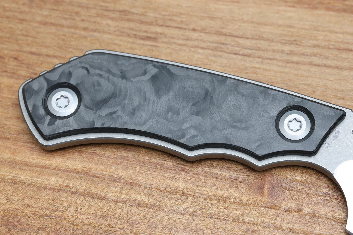 CUSTOM KNIFE FACTORY & ROTTEN DESIGN EVO FIXED BLADE W/ M398 & CARBON FIBER HANDLES