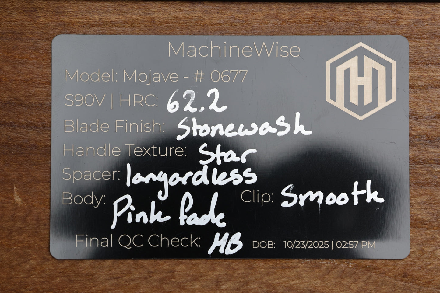 MACHINEWISE MOJAVE #677 PINK FADE TITANIUM AND S90V BLADE