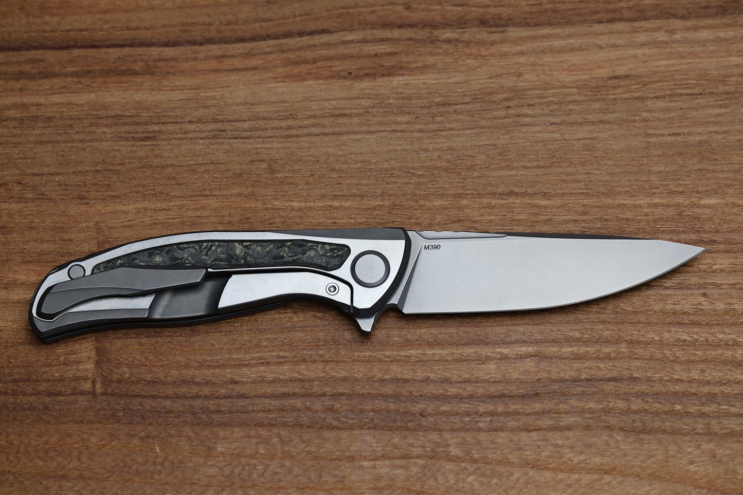 SHIROGOROV F95NL GEN. 5 - M390 BLADE - TITANIUM HANDLE - OLIVE TECHNOCARBO INLAYS - MRBS