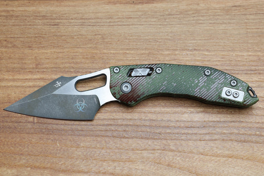 MICROTECH KNIVES MANUAL STITCH RAM LOK FLUTED ALUMINUM OUTBREAK W/ M390MK SIGNATURE SERIES 169RL-1FLOBS