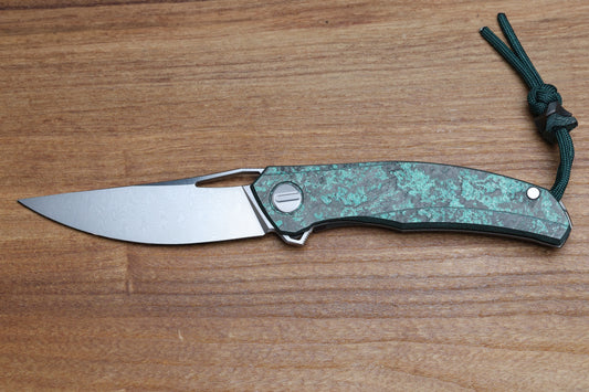 SHIROGOROV KNIVES QUANTIUM TKM - TITANIUM/TEAL MAGNETIC CARBOTI HANDLE - ZDI-E BLADE - SRRBS