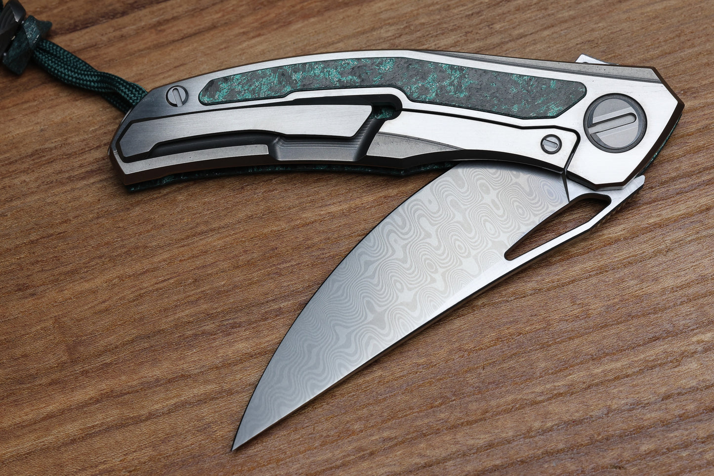 SHIROGOROV KNIVES QUANTIUM TKM - TITANIUM/TEAL MAGNETIC CARBOTI HANDLE - ZDI-E BLADE - SRRBS