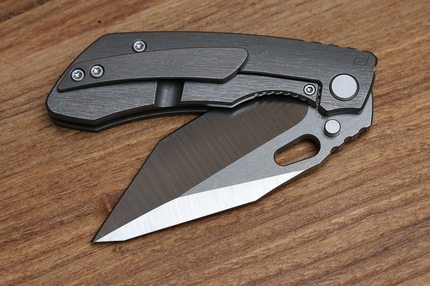 CUSTOM KNIFE FACTORY ROTTEN DESIGN EVO T MACHINE GRIND S90V W/ TUMBLED TITANIUM HANDLES