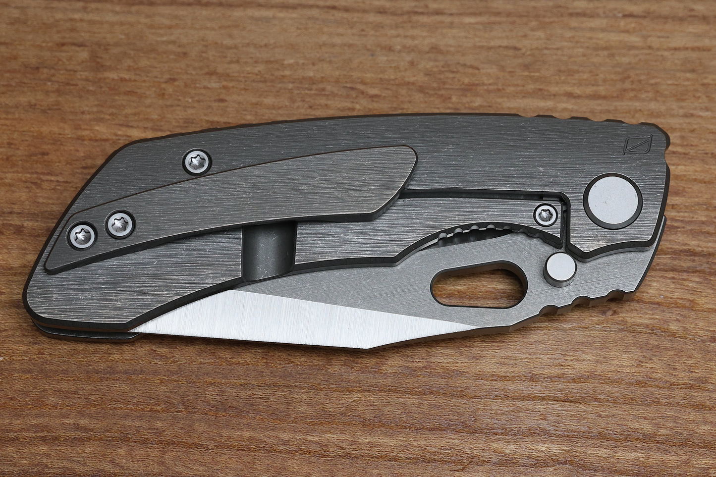 CUSTOM KNIFE FACTORY ROTTEN DESIGN EVO T MACHINE GRIND S90V W/ TUMBLED TITANIUM HANDLES