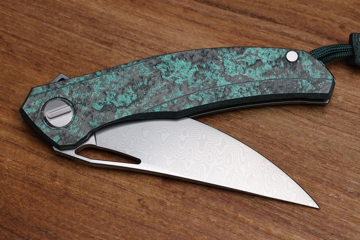 SHIROGOROV KNIVES QUANTIUM TKM - TITANIUM/TEAL MAGNETIC CARBOTI HANDLE - ZDI-E BLADE - SRRBS