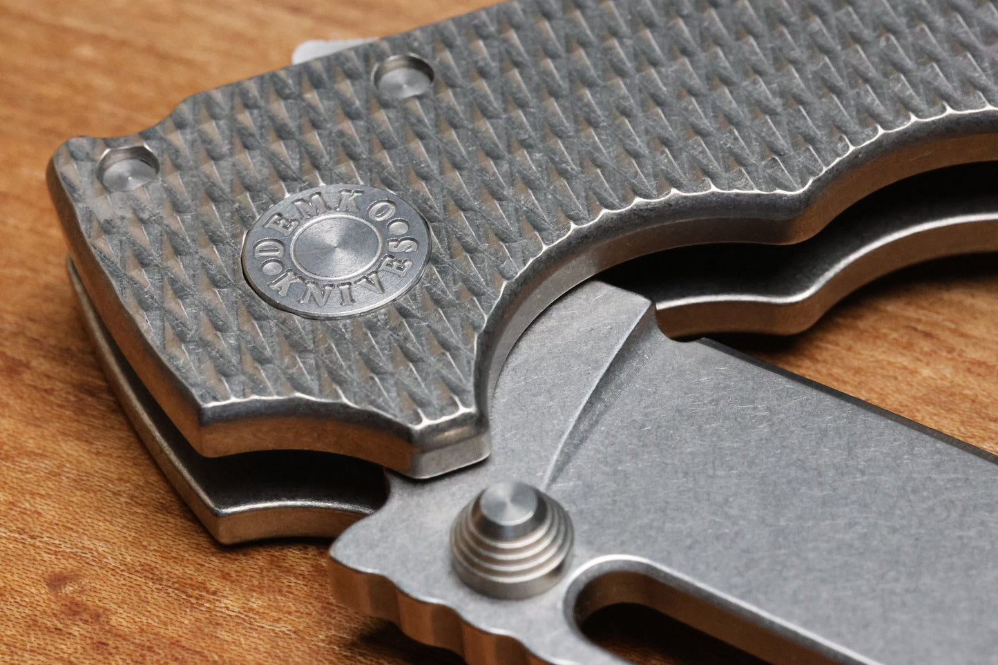 DEMKO KNIVES MG AD20 W/TEXTURED TITANIUM HANDLES & MAGNACUT CLIP POINT