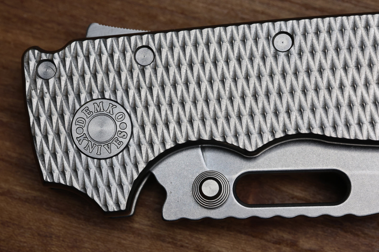 DEMKO KNIVES MG AD20 W/TEXTURED TITANIUM HANDLES & MAGNACUT CLIP POINT