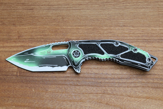 HERETIC KNIVES MEDUSA MANUAL - TANTO - TOXIC GREEN - NEGATIVE CEL SHADING - H009-NCS-TX