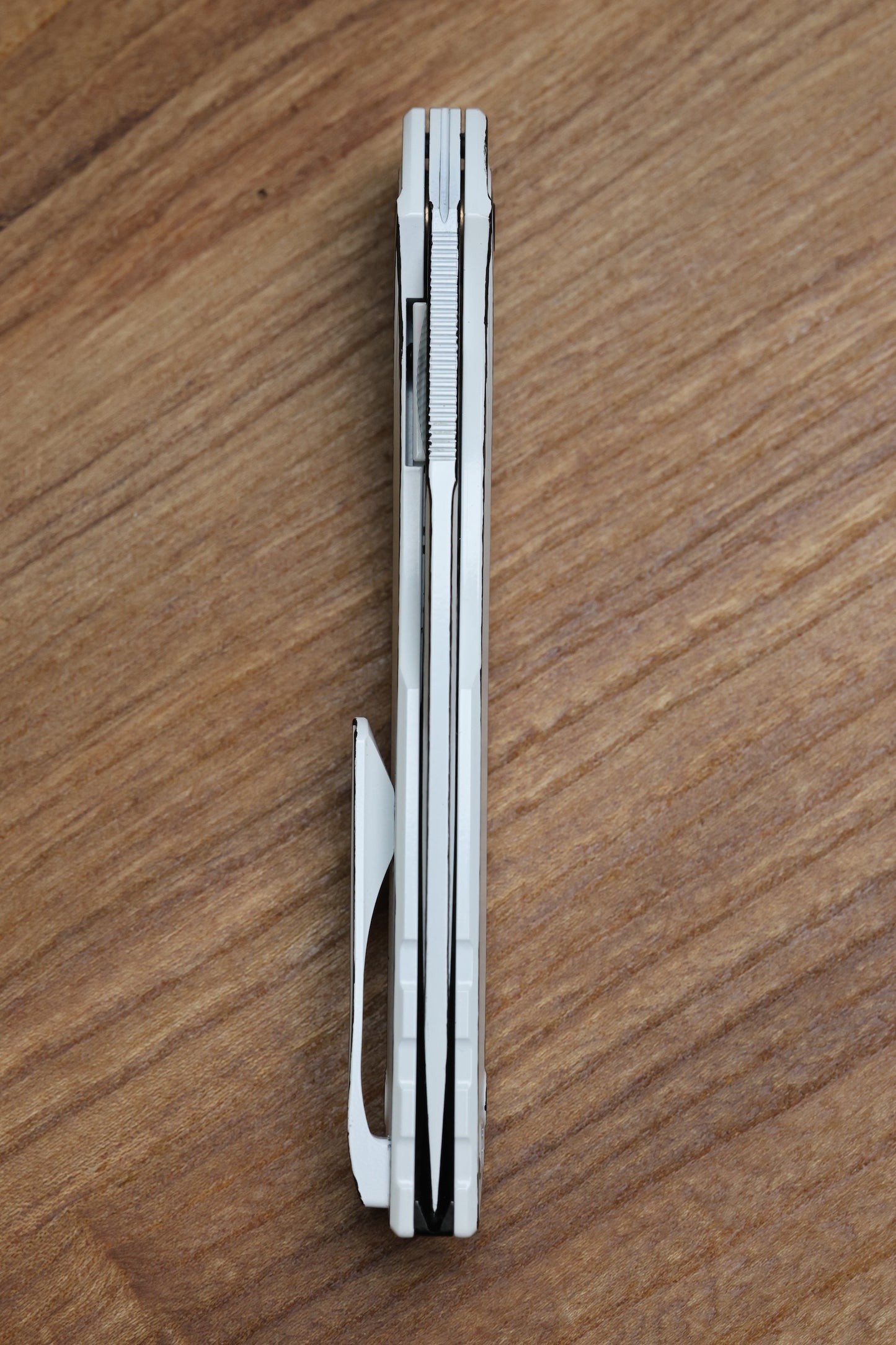 CUSTOM KNIFE FACTORY CEL SHADED WHITE SUKHOI-5 TITANIUM HANDLES W/ CRYSTAL TI BACKSPACER & M398