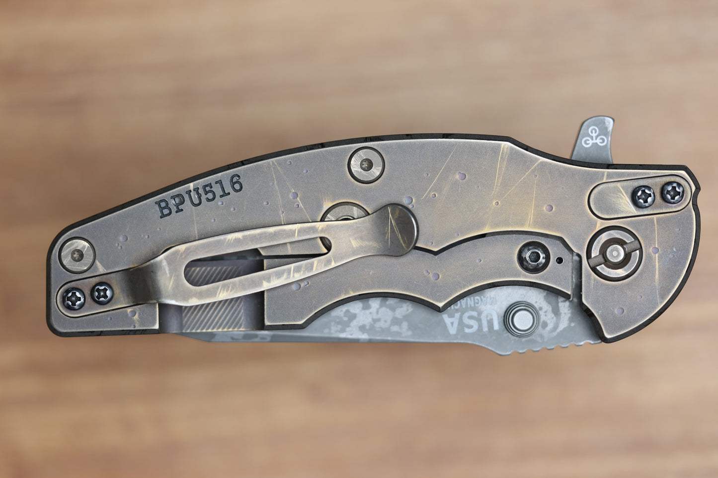 HINDERER KNIVES JURASSIC MAGNACUT SLICER TRI-WAY BFPU - BFPU #516 (PREOWNED)