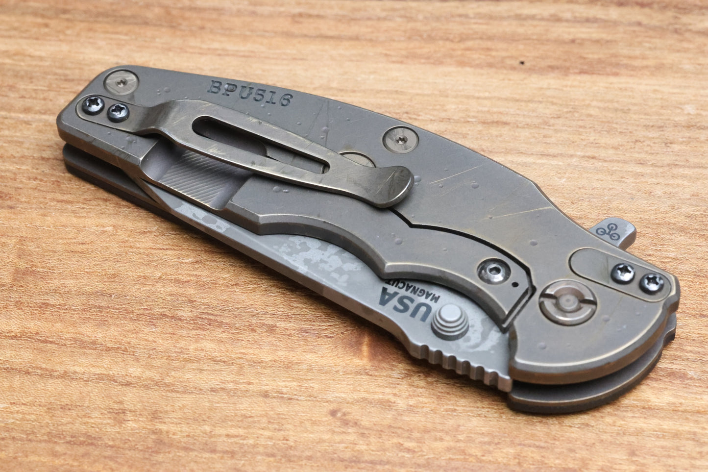 HINDERER KNIVES JURASSIC MAGNACUT SLICER TRI-WAY BFPU - BFPU #516 (PREOWNED)