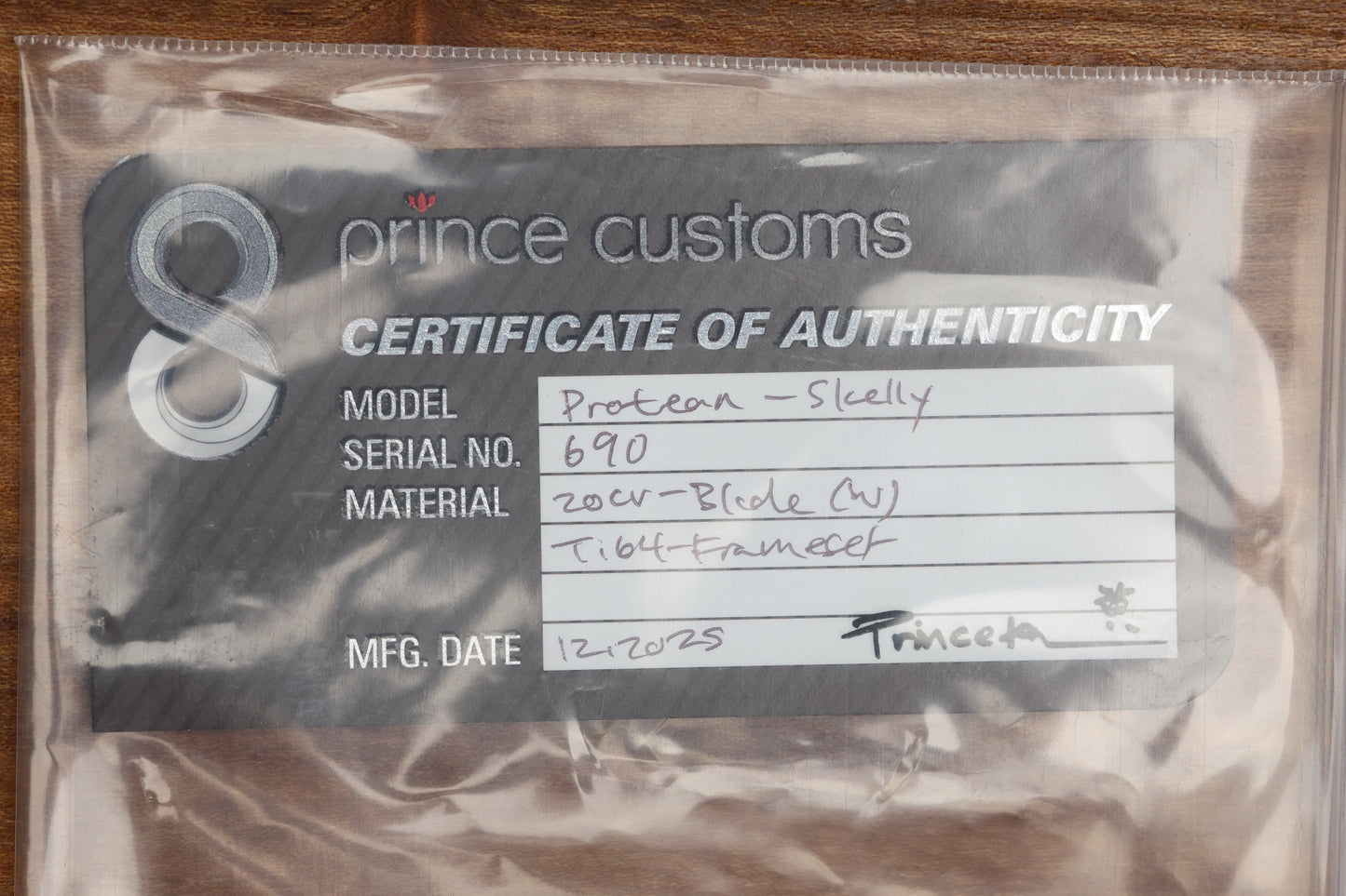 PRINCE CUSTOMS PROTEAN SKELLY 20CV BLADE #690 (PREOWNED)