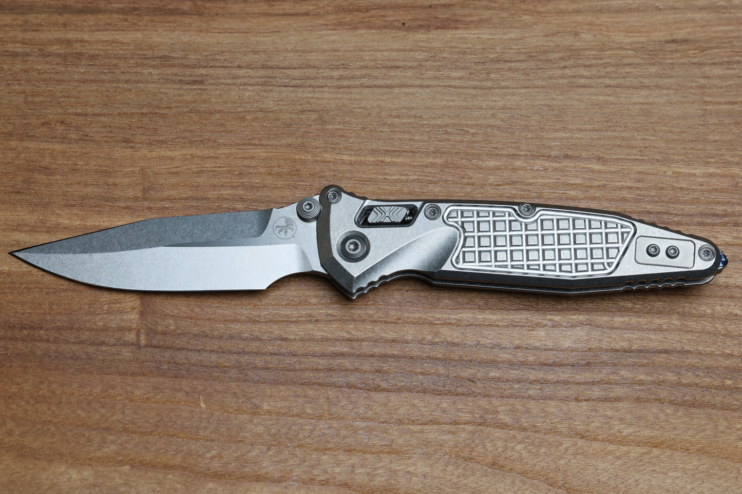 MARFIONE SELECT MICROTECH SOCOM RAM-LOK W/ TITANIUM FRAG HANDLES & SPEAR POINT STONEWASH M390MK 160RL-10FRMS1