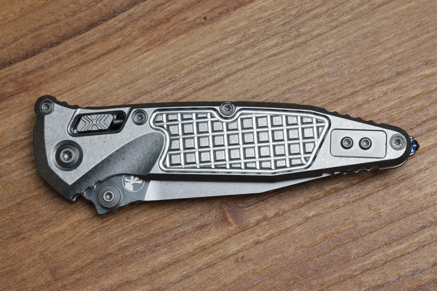 MARFIONE SELECT MICROTECH SOCOM RAM-LOK W/ TITANIUM FRAG HANDLES & SPEAR POINT STONEWASH M390MK 160RL-10FRMS1
