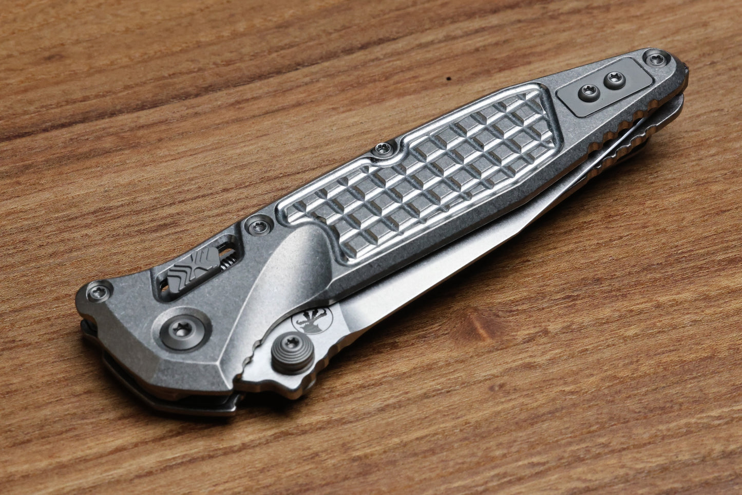 MARFIONE SELECT MICROTECH SOCOM RAM-LOK W/ TITANIUM FRAG HANDLES & SPEAR POINT STONEWASH M390MK 160RL-10FRMS1