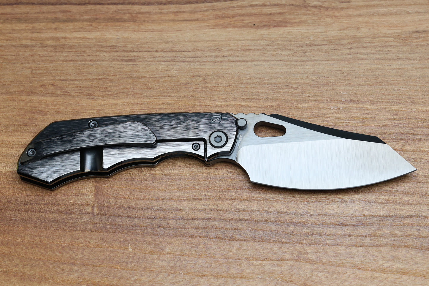 CUSTOM KNIFE FACTORY & ROTTEN DESIGN EVO 1.1 POLISHED DLC TI HANDLES W/ M398