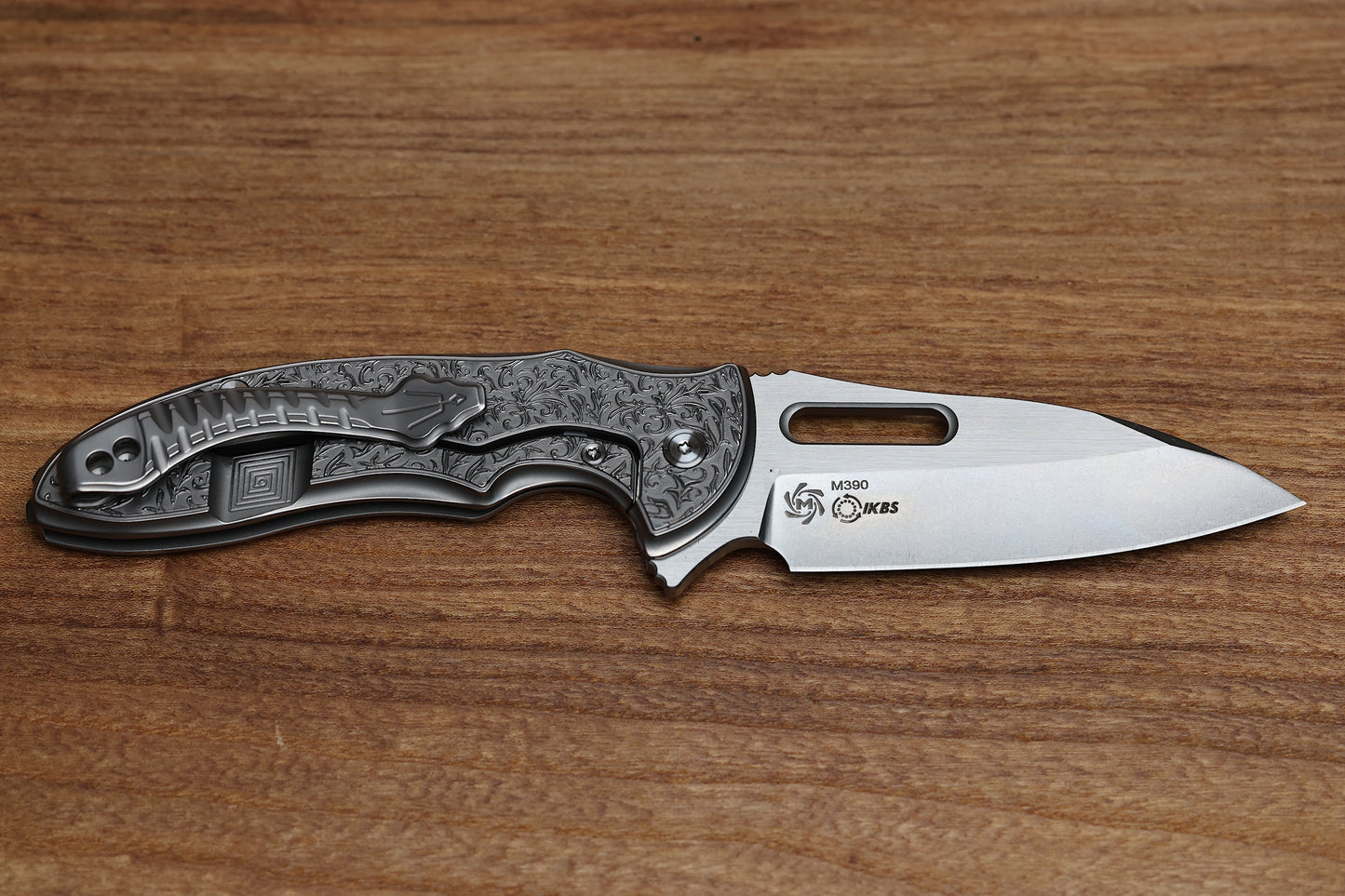 MECHFORCE KNIVES SENTRY RICK LALA COLLAB SCROLL PATTERN TITANIUM & M390