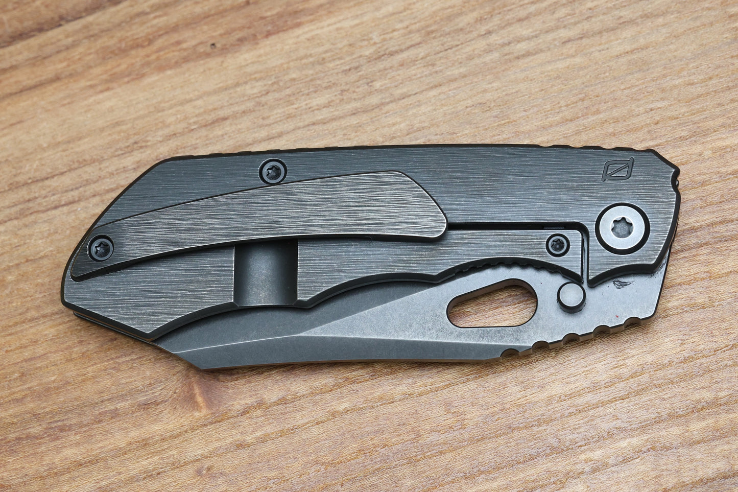 CUSTOM KNIFE FACTORY & ROTTEN DESIGN EVO 1.1 BLACKWASH TI HANDLES W/ M398