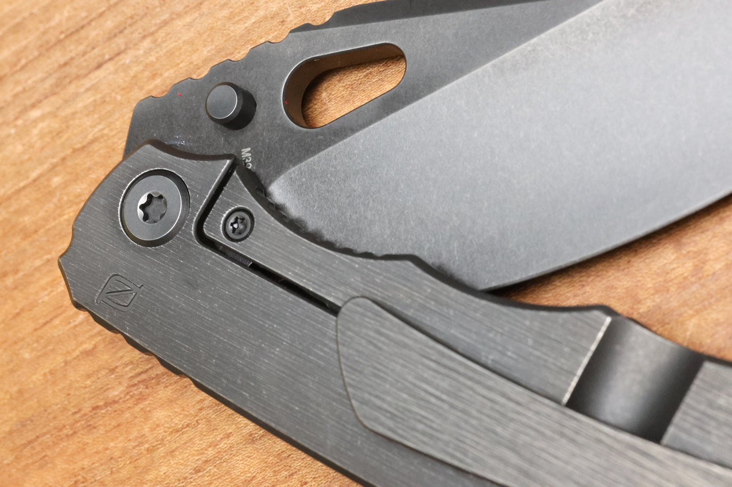 CUSTOM KNIFE FACTORY & ROTTEN DESIGN EVO 1.1 BLACKWASH TI HANDLES W/ M398