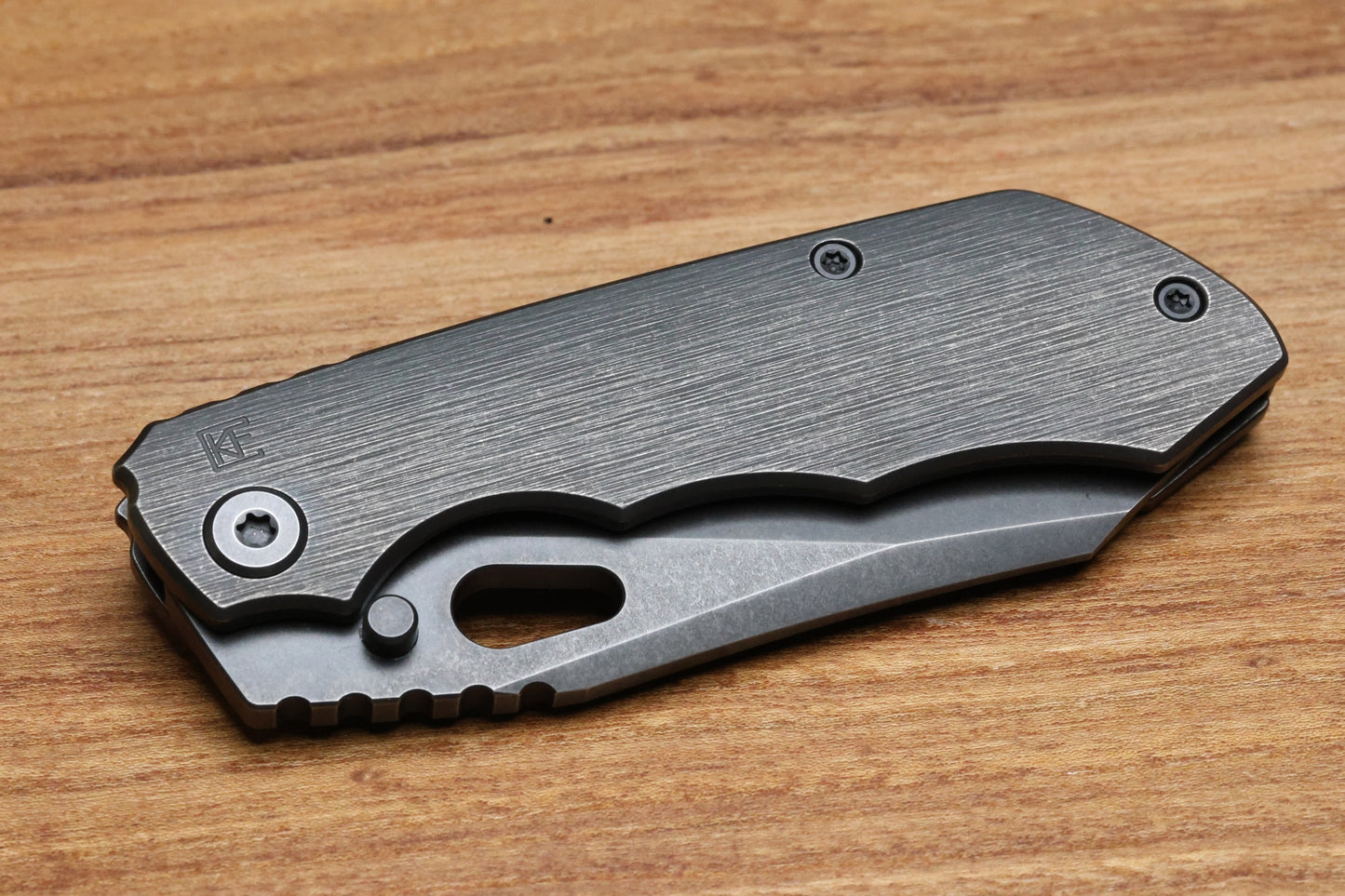 CUSTOM KNIFE FACTORY & ROTTEN DESIGN EVO 1.1 BLACKWASH TI HANDLES W/ M398