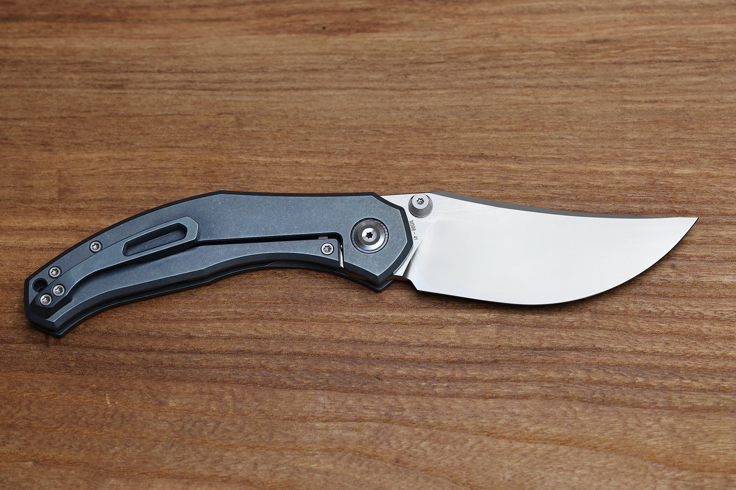 CUSTOM KNIFE FACTORY BLAVA BLUE MILLED TITANIUM & CKF WASH M398