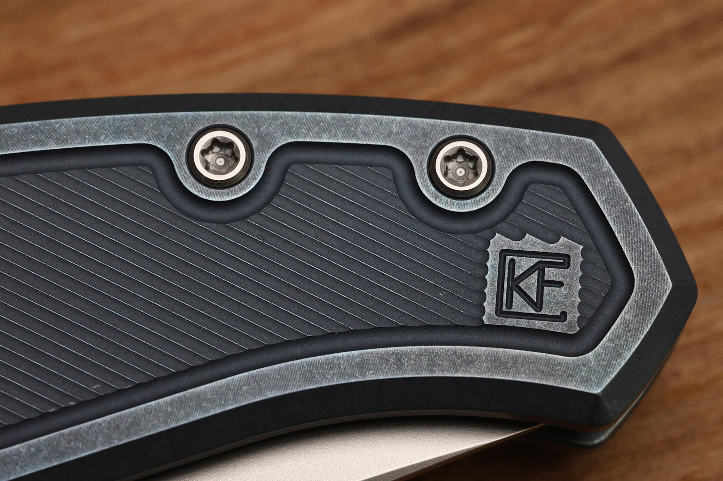 CUSTOM KNIFE FACTORY BLAVA BLUE MILLED TITANIUM & CKF WASH M398