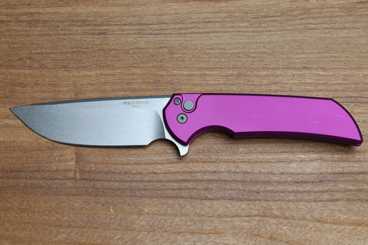 PRO-TECH KNIVES MORDAX - MX101-PURPLE - SOLID PURPLE HANDLE - STONEWASH MAGNACUT BLADE