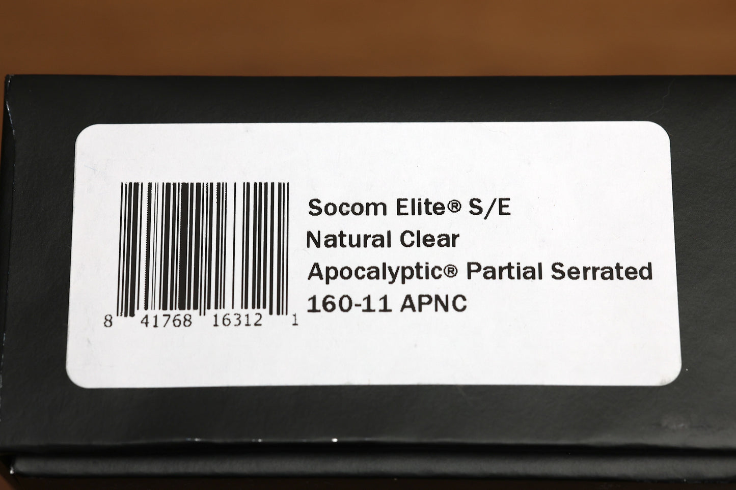 MICROTECH SOCOM ELITE MANUAL SINGLE EDGE PARTIAL SERRATED APOCALYPTIC NATURAL CLEAR 160-11 APNC