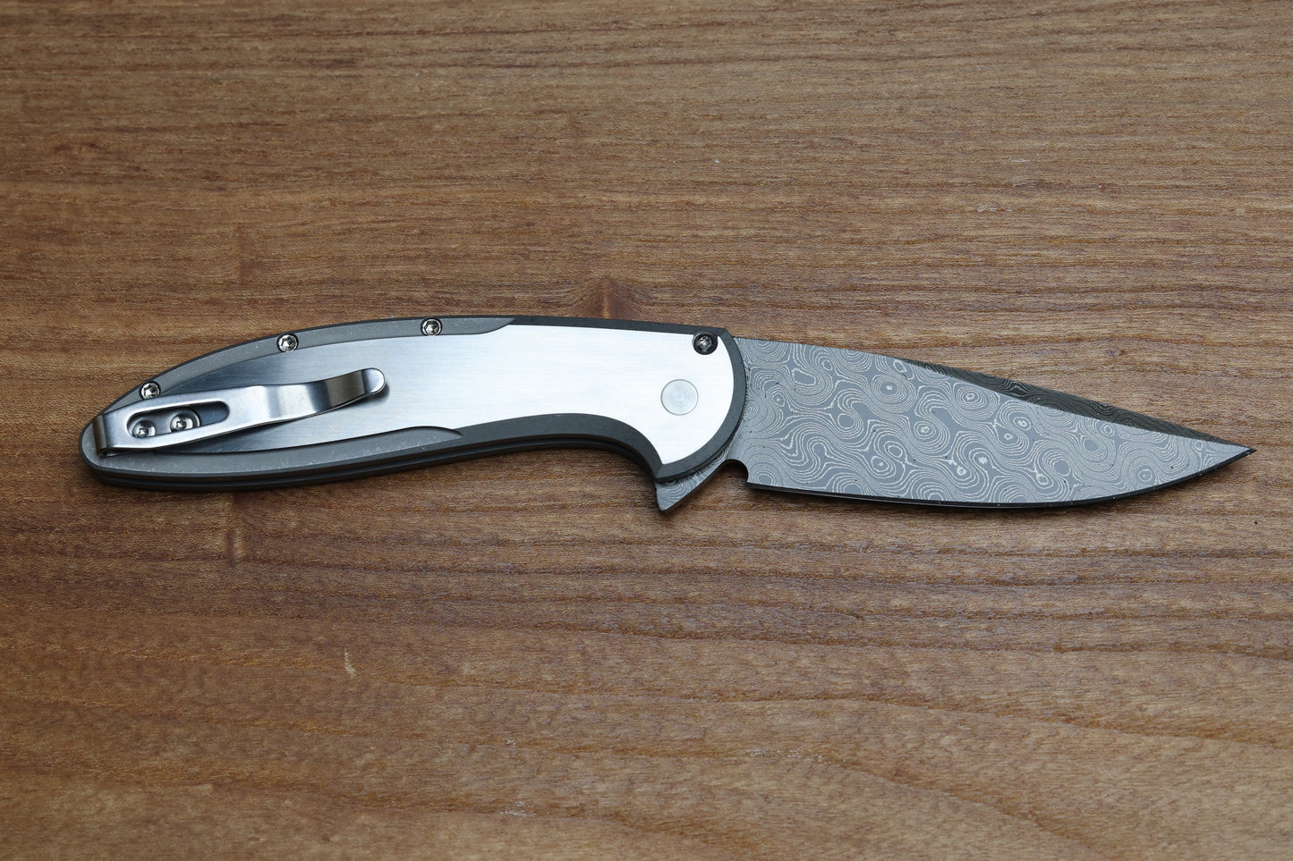 PRO-TECH KNIVES CAMBRIA TEAL MAGNETIC CARBOTI INLAY 17-4 STEEL HANDLE - NICHOLS VIRUS DAMASCUS BLADE