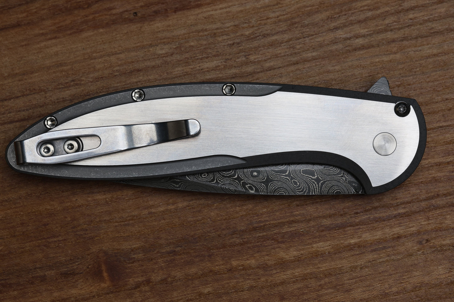 PRO-TECH KNIVES CAMBRIA TEAL MAGNETIC CARBOTI INLAY 17-4 STEEL HANDLE - NICHOLS VIRUS DAMASCUS BLADE
