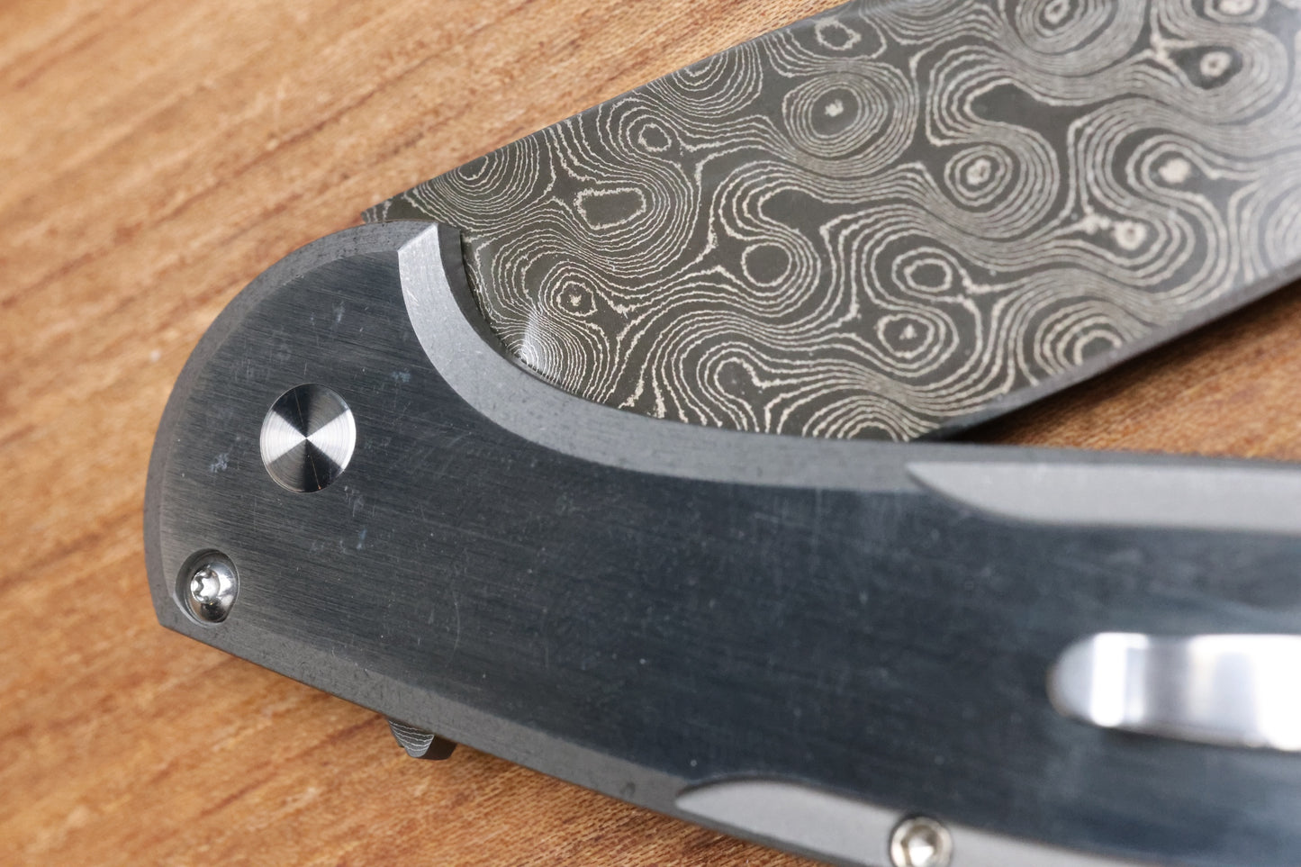 PRO-TECH KNIVES CAMBRIA TEAL MAGNETIC CARBOTI INLAY 17-4 STEEL HANDLE - NICHOLS VIRUS DAMASCUS BLADE